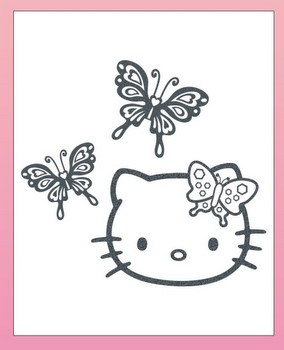  Kitty Stickers on Tatuaje In Black With Hello Kitty And Butterflies