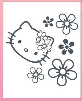 Tatuaje en Negro con Hello Kitty y Flores